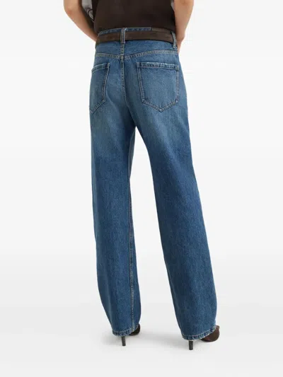Brunello Cucinelli Authentic Denim Column Jeans With Jewelry Clothing In Blue