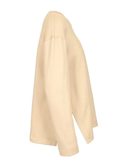 Max Mara Berma Crewneck Embossed Logo Sweatshirt Sweatshirts Beige In Neutral