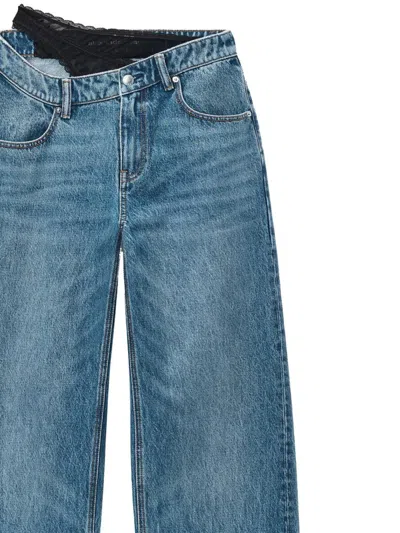 Alexander Wang Mid-rise Relaxed Jeans With Pre-styled Logo Brief In Blue