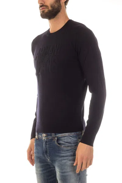 Armani Jeans Logo Pullover In Blue