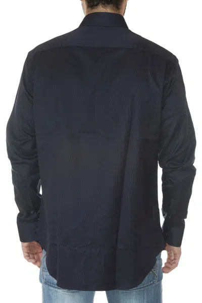 Armani Collezioni Emporio Armani Logo Long Sleeve Shirt Black In Blue