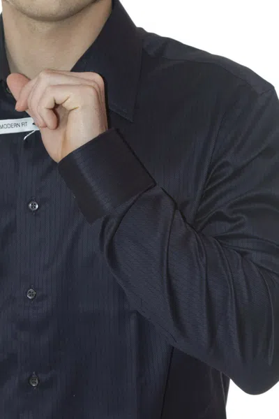 Armani Collezioni Emporio Armani Logo Long Sleeve Shirt Black In Blue