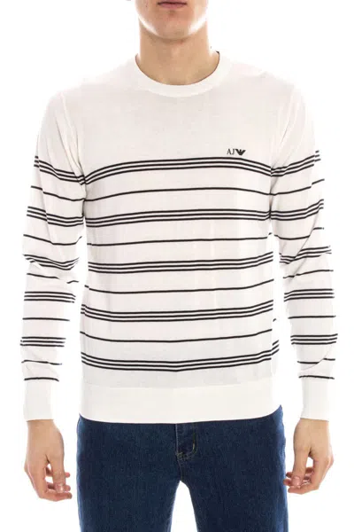 Armani Jeans Striped Sweater In White
