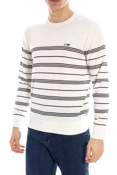 Armani Jeans Striped Sweater In White