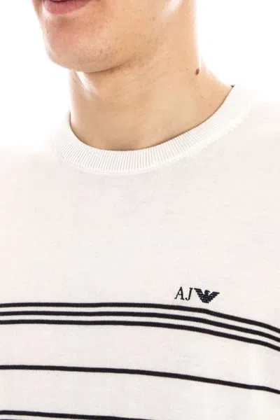 Armani Jeans Striped Sweater In White