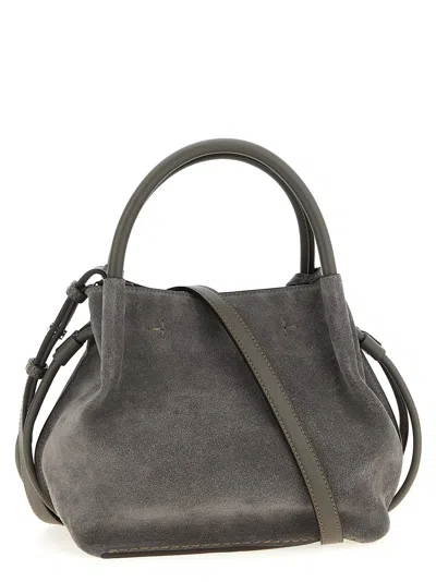 Tod's T Timeless Suede Shoulder Bag In Gray