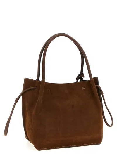 Tod's Medium Buz Suede Tote Bag In Brown