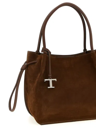 Tod's Medium Buz Suede Tote Bag In Brown