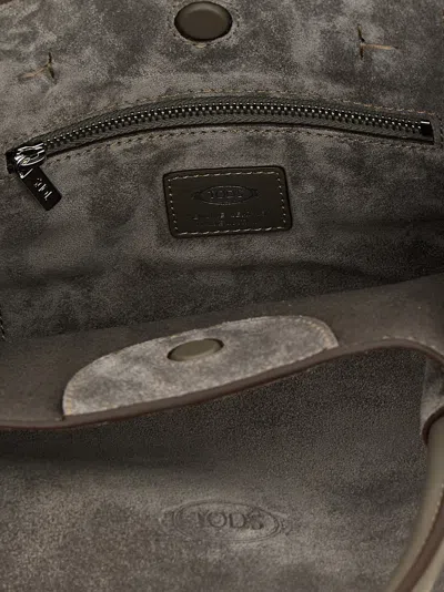 Tod's T Timeless Suede Shoulder Bag In Gray
