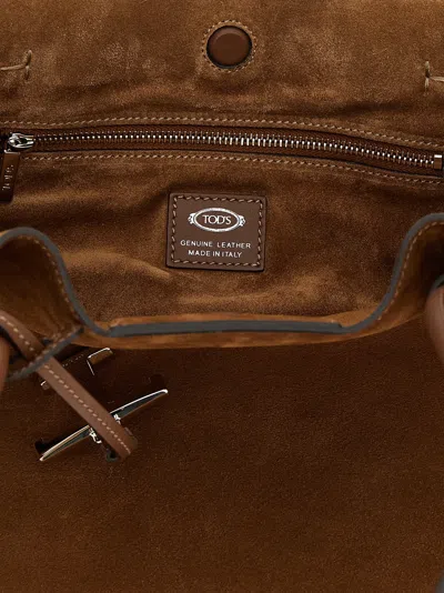 Tod's Medium Buz Suede Tote Bag In Brown