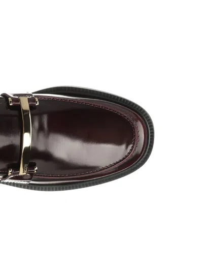 Tod's Black Loafers With Logo Plaque In Leather Woman In Brown