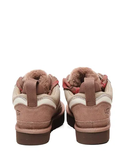 Ugg Ribbon-lace Leather Sneakers In Pink