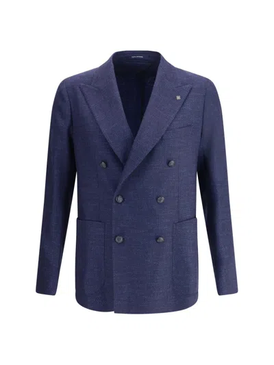 Tagliatore Double-breasted Long-sleeve Blazer In Blue