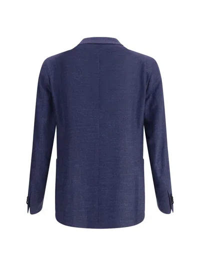 Tagliatore Double-breasted Long-sleeve Blazer In Blue