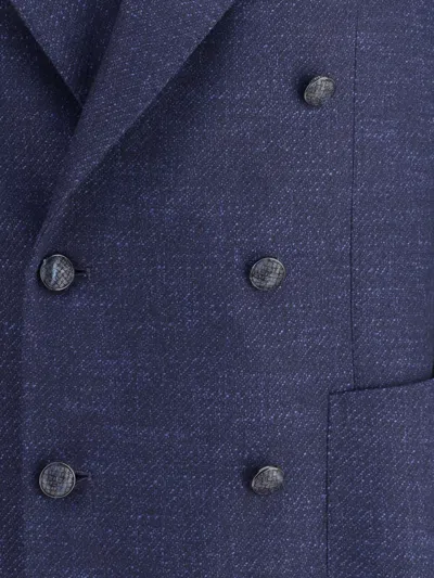 Tagliatore Double-breasted Long-sleeve Blazer In Blue