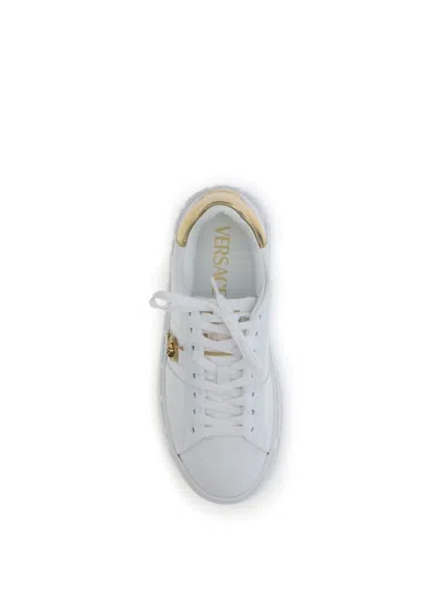 Versace Greek-key Emblem Sneakers In White