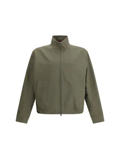 Gucci Mens Rusty Green Monogram-pattern Cotton-blend Blouson Jacket In Green