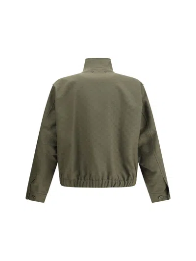 Gucci Mens Rusty Green Monogram-pattern Cotton-blend Blouson Jacket In Green