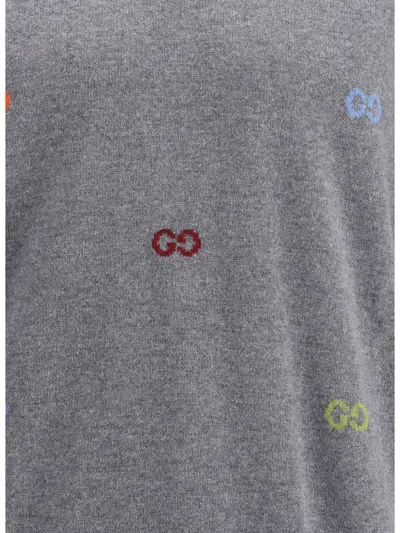 Gucci Men Long Sleeve Crew-neck Cashmere Sweater In Gray