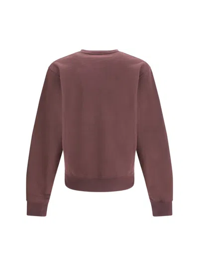 Saint Laurent Cassandre Embroidered Sweatshirt In Brown