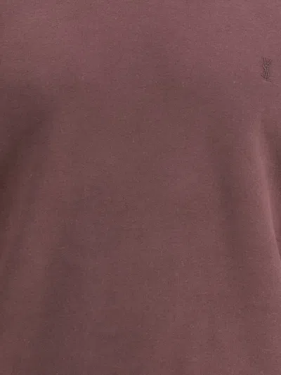 Saint Laurent Cassandre Embroidered Sweatshirt In Brown