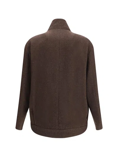 Giorgio Armani Pea Coat In Wool And Cashmere Cloth In Brown