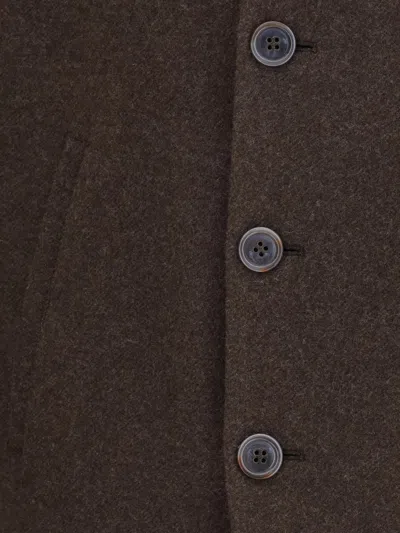 Giorgio Armani Pea Coat In Wool And Cashmere Cloth In Brown