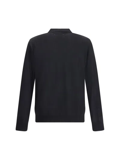 Golden Goose Wool Knit Polo Embroidered Detail In Black