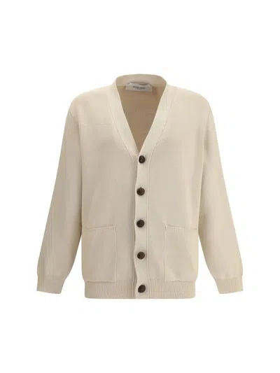 Golden Goose Sand Ribbed Texture Cardigan With Front Pockets In Neutral