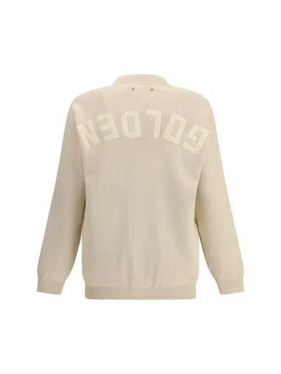 Golden Goose Sand Ribbed Texture Cardigan With Front Pockets In Neutral