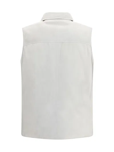 Brunello Cucinelli Men Padded Leather Vest In White