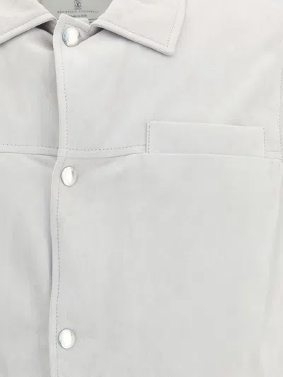 Brunello Cucinelli Men Padded Leather Vest In White