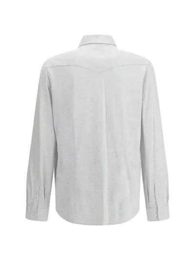 Brunello Cucinelli Piqu Cotton Shirt In Gray