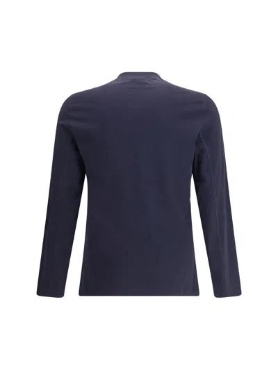 Brunello Cucinelli Men Long-sleeved Cotton T-shirt In Blue