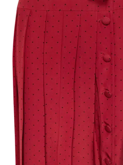Alessandra Rich Silk Pleated Midi Skirt In Red
