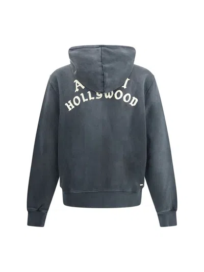 Amiri Felpa In Cotone Ardesia  Uomo In Black