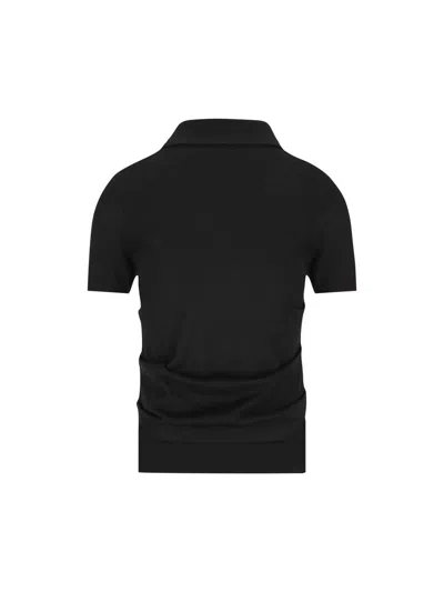 Loewe Women Curled Hips Polo Shirt In Black