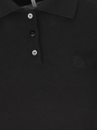 Loewe Women Curled Hips Polo Shirt In Black