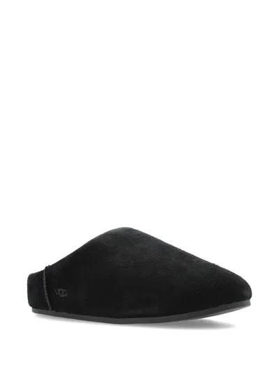 Ugg Slip On Suede Flat Sole Slippers In Black
