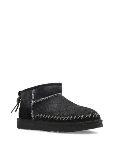 Ugg Black Classic Ultra Mini Biarritz Ankle Boots In Black
