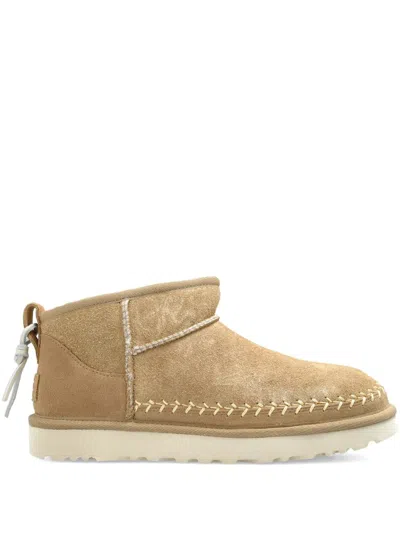 Ugg W Classic Ultra Mini Biarritz Suede Ankle Boots In Neutral