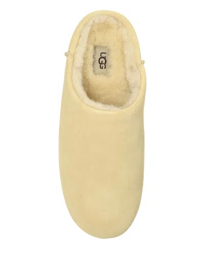 Ugg Elea Slip-on Cream Leather Slippers In Yellow