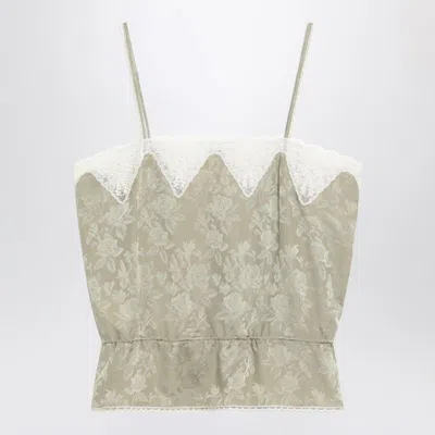 Chloé Women Silk Jacquard And Lace Drawstring Tank Top In Nude