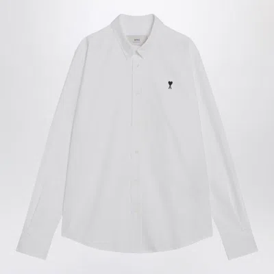 Ami Alexandre Mattiussi Long Sleeve Shirt With Heart Design And Collar In Red