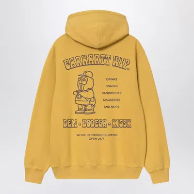 Carhartt Sandwich Logo Print Hooded Sweatshirt In Yellow