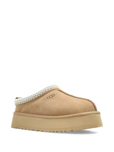 Ugg Embroidered Trim Goatskin Tazz Mules In Neutral