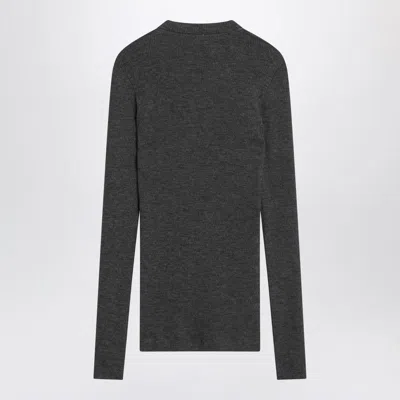 Brunello Cucinelli Dark Grey Ribbed Wool Sweater Women In Gray