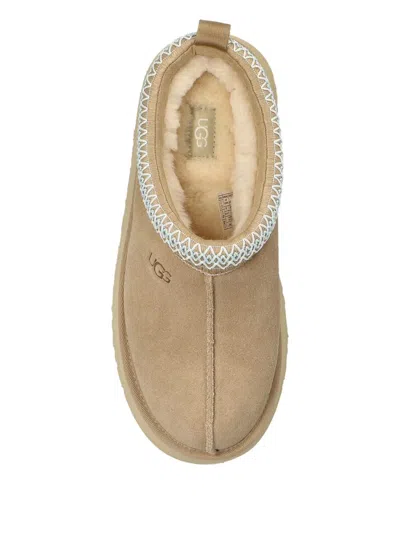 Ugg Embroidered Trim Goatskin Tazz Mules In Neutral