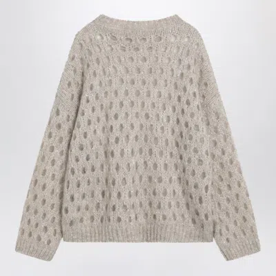 Brunello Cucinelli Beige Openwork Mohair-blend Sweater In Neutral