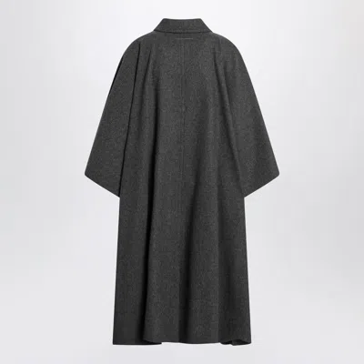 Mm6 Maison Margiela Grey Coat With Wool Trim In Black